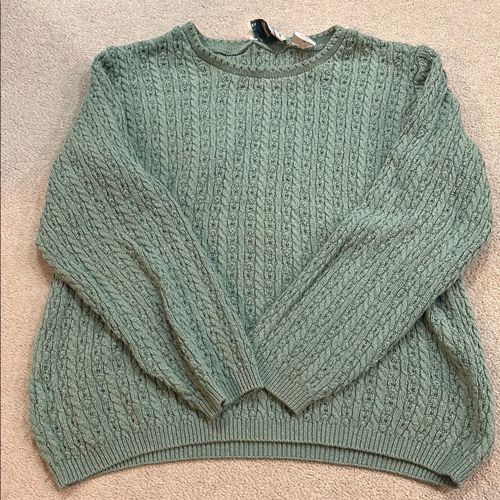 Green Cable Knit Sweater